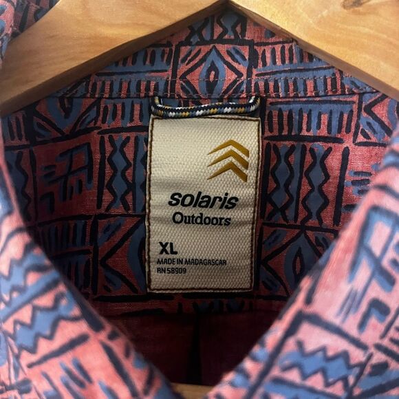 Vintage Solaris Outdoors Men's Shirt SZ XL Fun Design (pink/blue) 80s - Picture 2 of 15